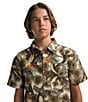 Color:Utility Brown - Image 4 - Little/Big Boys 6-16 Short Sleeve Button Down Amphibious Print Shirt