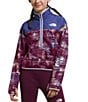 Color:Boysenberry Abstract Tracks Print - Image 1 - Little/Big Girls 6-16 Long Sleeve Winter Warm Half Zip Pullover