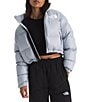 The North Face Nuptse Short Boxy Zip Front Down Puffer Jacket, Color:Blue Flax - Image 1