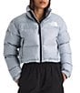 The North Face Nuptse Short Boxy Zip Front Down Puffer Jacket, Color:Blue Flax - Image 4