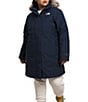 The North Face Plus Size Arctic Faux Fur Trim Zip Front Down Parka, Color:Summit Navy - Image 3