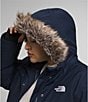The North Face Plus Size Arctic Faux Fur Trim Zip Front Down Parka, Color:Summit Navy - Image 4