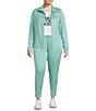 Color:Wasabi Heather - Image 3 - Plus Size Canyonland Fleece Zip Front Stand Collar Jacket