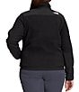 Color:TNF Black - Image 2 - Plus Size Denali Recycled Water Repellant Side Zip Pocket Stand Collar Zip Up Jacket