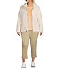 Color:Gardenia White - Image 4 - Plus Size Shelbe Long Sleeve WindWall™ Water Repellent Raschel Hooded Jacket