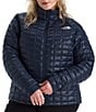 The North Face Plus Size ThermoBall Stand Collar Long Sleeve Zip Front Puffer Jacket, Color:Summit Navy - Image 1