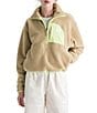 The North Face Yumiori Off Peak Fleece Double Layer Stand Collar Half Zip Pullover Jacket, Color:Khaki Stone Astro Lime - Image 1