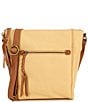 Color:Buttercup - Image 1 - Ashland Leather Zip Top Crossbody Bag