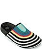 Color:Black/White Rainbow Stripe - Image 1 - Bolinas Stripe Print Crochet Clogs