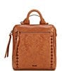 Color:Tobacco Floral Embossed - Image 1 - Loyola Embossed Leather Convertible Backpack