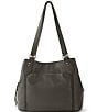 Color:Slate - Image 1 - Melrose Leather Shoulder Satchel Bag