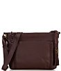 Color:Mahogany - Image 1 - Melrose Top Zip Leather Crossbody Bag