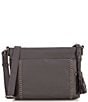 Color:Slate - Image 1 - Melrose Top Zip Leather Crossbody Bag