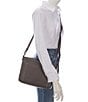 Color:Slate - Image 4 - Melrose Top Zip Leather Crossbody Bag