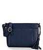 Color:Indigo - Image 1 - Melrose Top Zip Leather Crossbody Bag