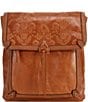 Color:Tobacco Floral Embossed - Image 1 - Ventura Floral Embossed Leather Convertible Backpack