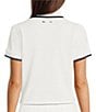 Color:White - Image 2 - Bounce Birdie Short Sleeve Point Collar Cropped Polo Top