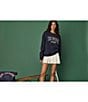 Color:Navy - Image 5 - Embroidered Ivy League Saturn French Terry Crew Neck Logo Long Sleeve Sweatshirt