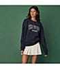 Color:Navy - Image 6 - Embroidered Ivy League Saturn French Terry Crew Neck Logo Long Sleeve Sweatshirt
