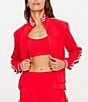 Color:Red - Image 1 - Iro Margot Moisture Wicking Track Jacket