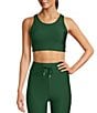 Color:Fern - Image 1 - Oxford Nora High Neck Cut-Out Back Sports Bra