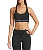 The Upside Revolver Jade Texture Rib Colorblock Scoop Neck Racerback Coordinating Bra Top, Color:Black - Image 1