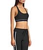 The Upside Revolver Jade Texture Rib Colorblock Scoop Neck Racerback Coordinating Bra Top, Color:Black - Image 3