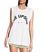 The Upside Organic Cotton Sleeveless Graphic Muscle Tank, Color:White - Image 1
