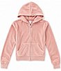 Theme NYC Big Girls Elle Stretch Velour Zip Up Hooded Jacket - Image 1
