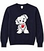 Theme NYC Big Girls Long Sleeve Tiegan Dog Sweater - Image 1