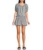 Things Between Button Front Gingham Woven Coordinating Top, Color:Black - Image 4