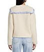 Things Between Button Front Long Sleeve Sailor Collared Sherpa Jacket, Color:Blue - Image 2
