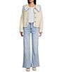 Things Between Button Front Long Sleeve Sailor Collared Sherpa Jacket, Color:Blue - Image 4