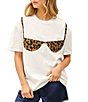 Things Between Cheetah Bra Crew Neck Short Sleeve Knit Tee - Image 1