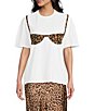 Things Between Cheetah Bra Crew Neck Short Sleeve Knit Tee - Image 2