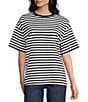 Things Between Crew Neck Stripe Short Sleeve Boxy T-Shirt - Image 1