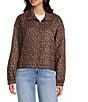 Things Between Floral Zip Front Quilted Jacket, Color:Brown - Image 3