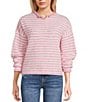 Things Between Piper Striped Partial Button-Front Sweater, Color:Pink - Image 1