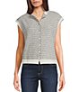 Things Between Stripe Button-Front Sweater Vest, Color:Ivory/Black - Image 1