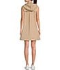 Color:Tan - Image 2 - Lightweight Woven Sleeveless Zip Pocket Hooded Shift Dress