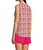 Color:Pink Tile - Image 4 - Performance Knit Pink Mosaic Tile Print Round Neck Coordinating Sleeveless Top