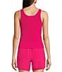 Color:Bright Pink - Image 2 - Ribbed Stretch Knit V-Neck Sleeveless Tank