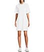 Color:White - Image 1 - Scuba Knit Point Collar Short Sleeve Polo Dress