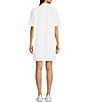 Color:White - Image 2 - Scuba Knit Point Collar Short Sleeve Polo Dress