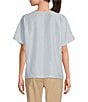 Color:Ice Blue - Image 2 - Silk Crew Neck Short Sleeve One-Pocket Top