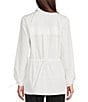 Color:White - Image 2 - Tech Woven Point Collar Long Sleeve Snap-Front Hi-Low Shirt