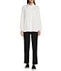 Color:White - Image 3 - Tech Woven Point Collar Long Sleeve Snap-Front Hi-Low Shirt