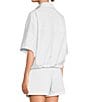 Color:White - Image 4 - Woven Tech Point Collar Short Sleeve Bungee Waist Cropped Tech Shacket