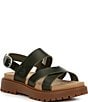 Color:Dark Green Leather - Image 1 - Clairemont Leather Chunky Sandals
