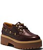 Color:Burgundy Full Grain - Image 1 - Stone Street 3 Eye Leather Premium Platform Lug Sole Boat Shoes